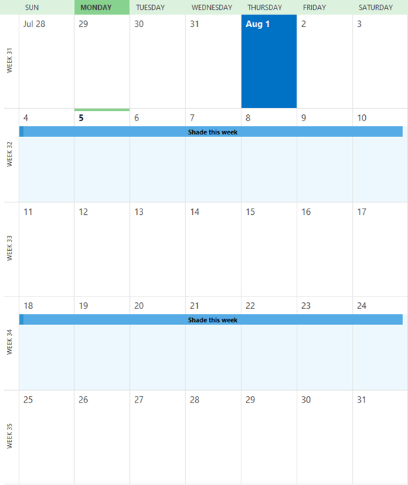Shading Every Other Week On Monthly Calendar Outlook Forums By Slipstick