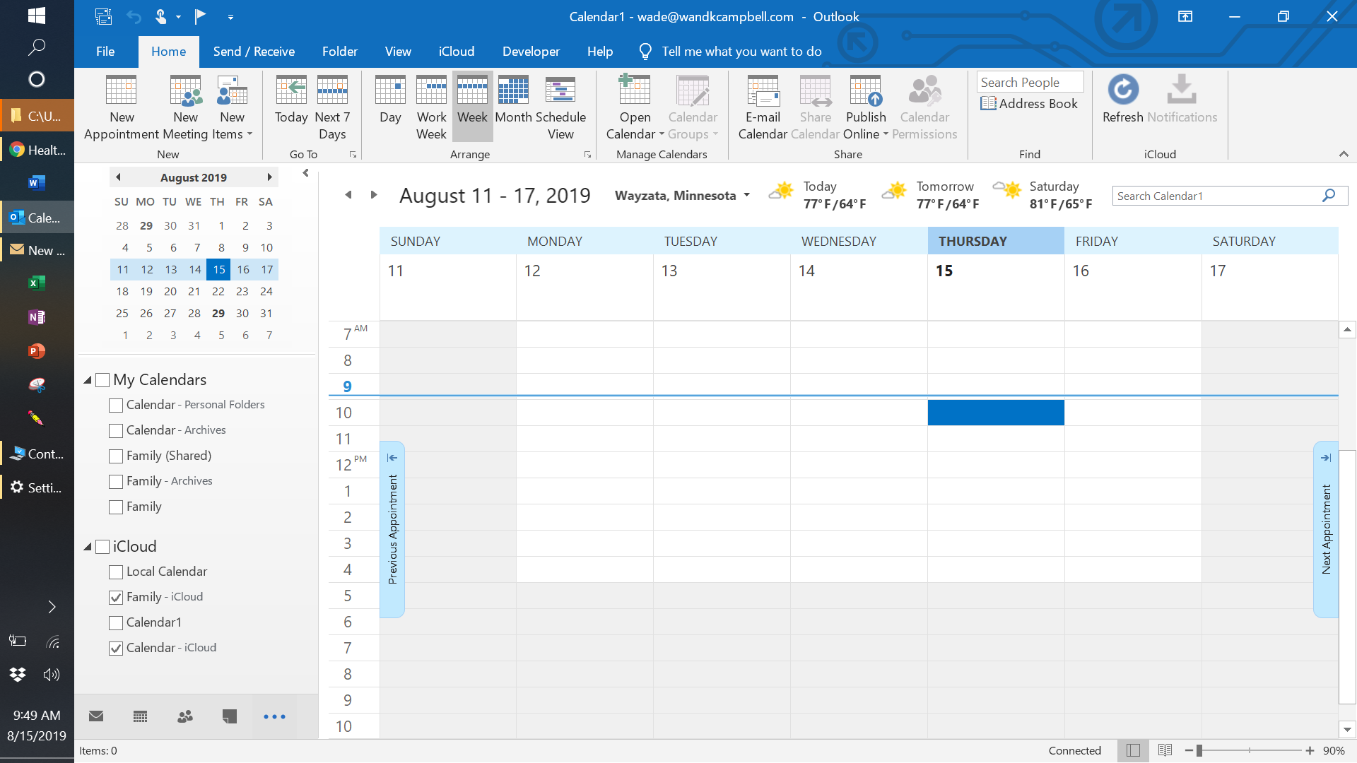 Outlook Remove Calendar Time Profile